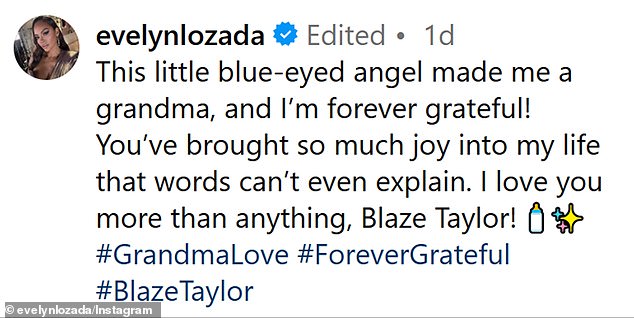 Basketball Wives star Evelyn Lozada, Shaniece's mother, reposted her grandson's adorable photo to her own social media page, calling Blaze her 