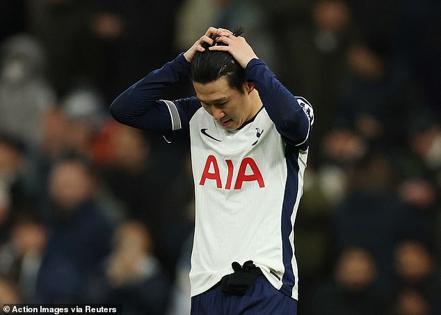 Son Heung-min squandered a golden opportunity in the second half as the score remained at 2-2