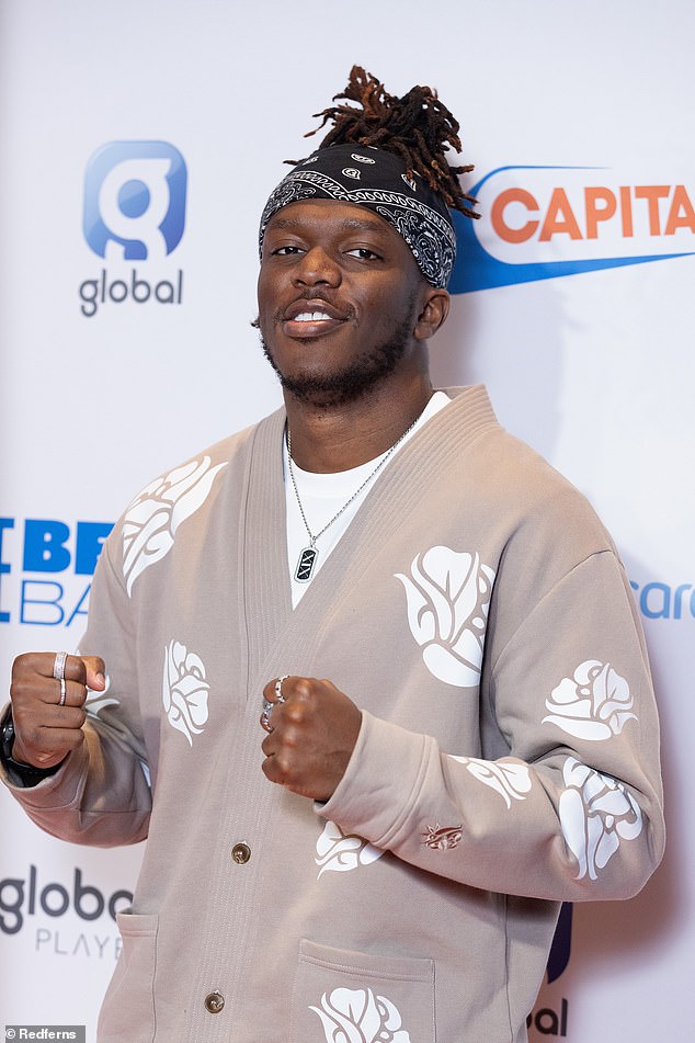 Down Like That singer KSI opted for a cardigan for the evening and rocked his signature dreadlocks in a bandana