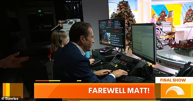 In his final episode, Matt took on the role of a roving reporter, exploring different parts of the studio while Mark Beretta and Wright anchored the show. At one point, Matt manned the autocue station while his colleagues talked directly to the camera