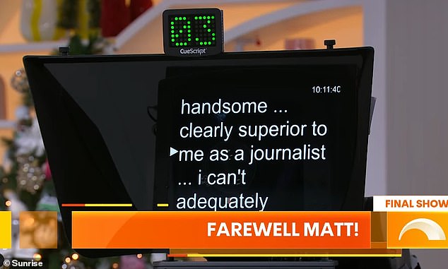 “He's so handsome - oh, I see, he's writing this. He is clearly superior to me as a journalist. I can't put it into words very well. In fact, I feel compelled to dance. Strike, maestro!' she said, before the studio erupted in laughter