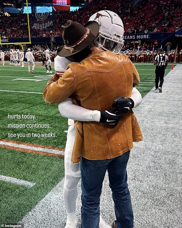 Fans also got a glimpse of McCanaughey comforting 23-year-old Longhorns cornerback Jahdae Barron, who is in his fifth year with the institution