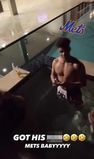 In a video shared by Soto's brother Elian, the outfielder was seen in a hot tub