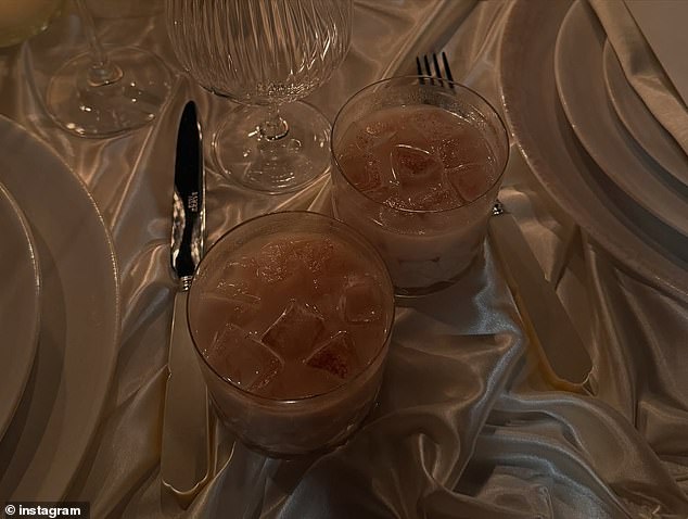 For good measure, the superstar added a few 'blonde' cocktails, on a satin tablecloth