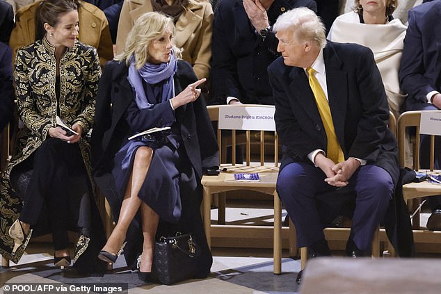 First Lady Jill Biden attended with their daughter Ashley, while Trump made a suggestive statement about his viral intimate moment with her