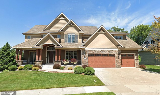 Thompson lived in a $1 million mansion (pictured) in Maple Grove, Minnesota, down the street from the home owned by his estranged wife