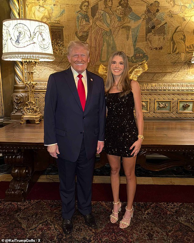 The teenager is an avid golfer, like her grandfather (left), who sealed a return to the White House