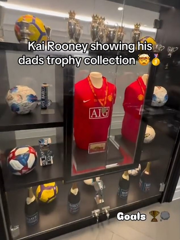 There is a special cabinet dedicated to Rooney's replica trophies and his Champions League winners medal and match day shirt