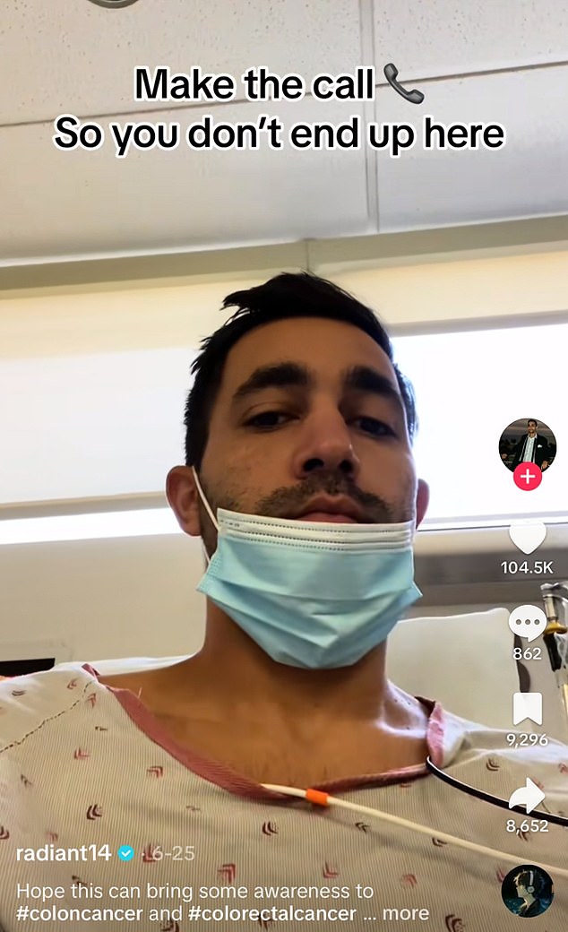 He is now sharing his story on TikTok to raise awareness, adding: 'I sometimes kick myself when I think back to that first doctor's appointment, and what I could have, could have, should have done'