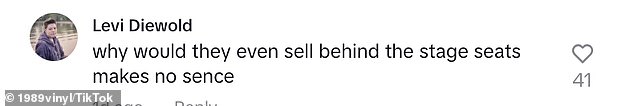 Although Molly was incredibly happy with her seats, many were confused as to why people would buy a seat if you couldn't see the stage