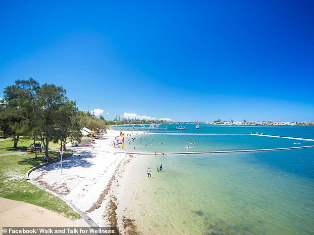 Mr Brown was swimming in the closed area of ​​Paradise Point Parklands (pictured) when he got into trouble at 4pm on Sunday