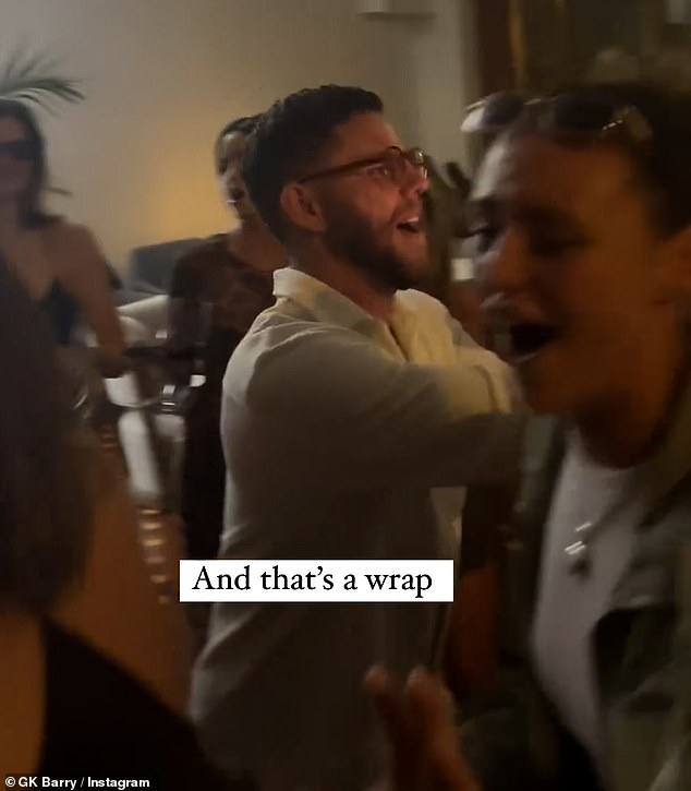 Dean was spotted dancing and singing with family and friends