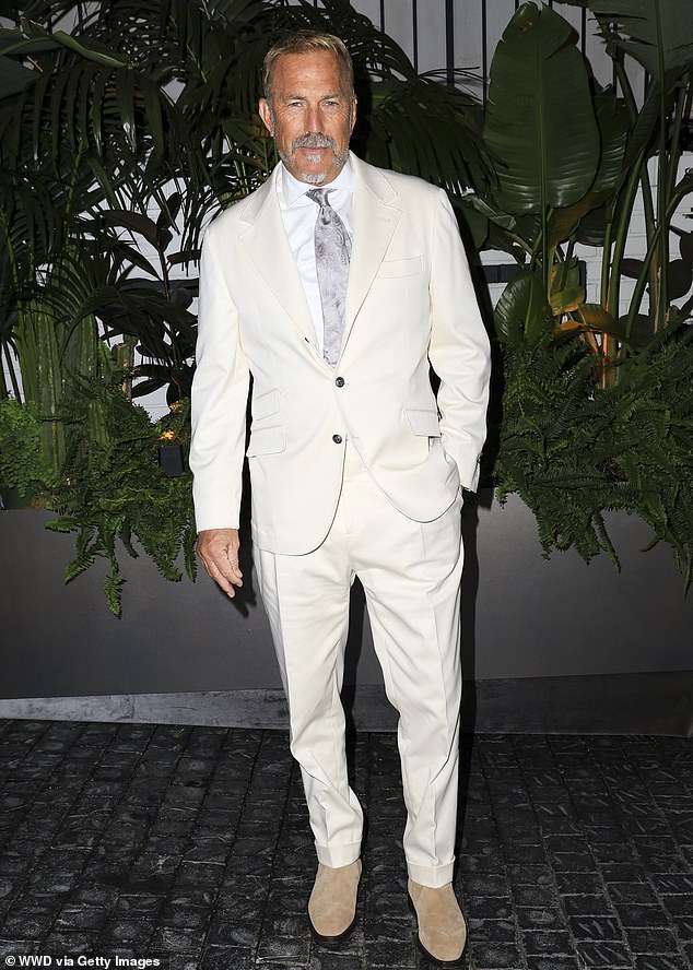 They were at an event for Brunello Cucinelli at Chateau Marmont in Los Angeles. Costner looked dapper in a white suit