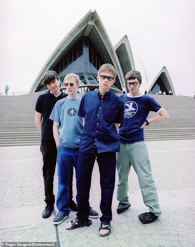 The bassist, 56, recalled 'cacking it' when he met bandmates Graham Coxon, Damon Albarn and Dave Rowntree to record and shared his doubts about their success (LR Graham, Dave, Damon and Alex pictured in 1997)