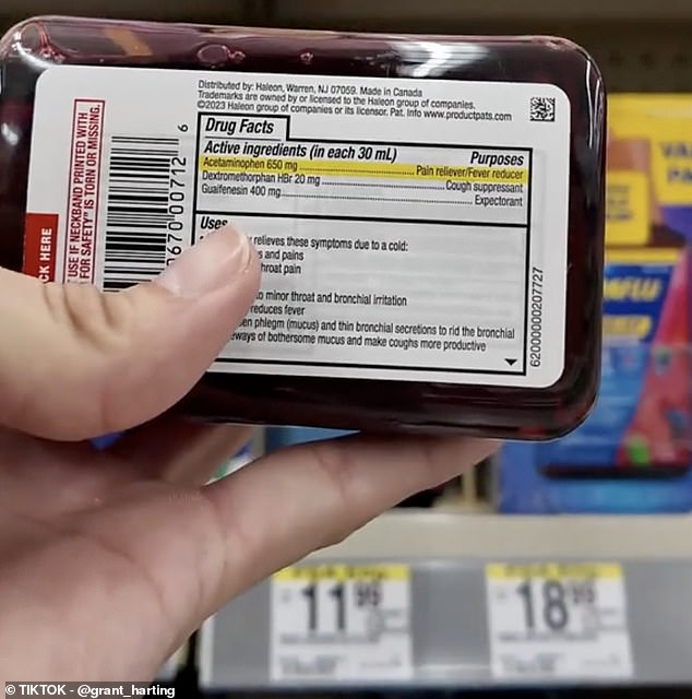 First on his chopping block is a Theraflu syrup for severe colds and chest congestion, which costs $11.99.