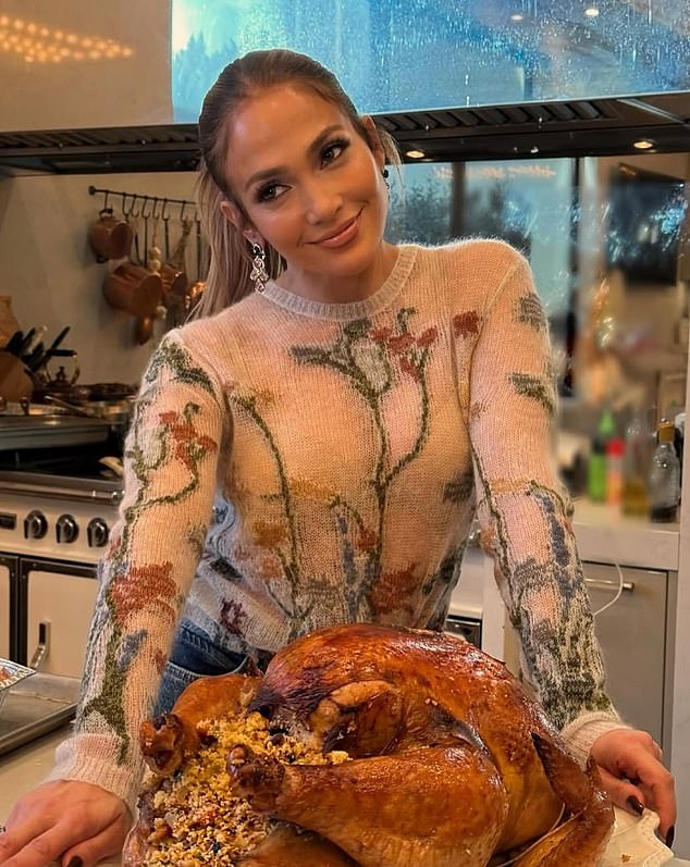 Lopez shared a solo photo of herself over Thanksgiving