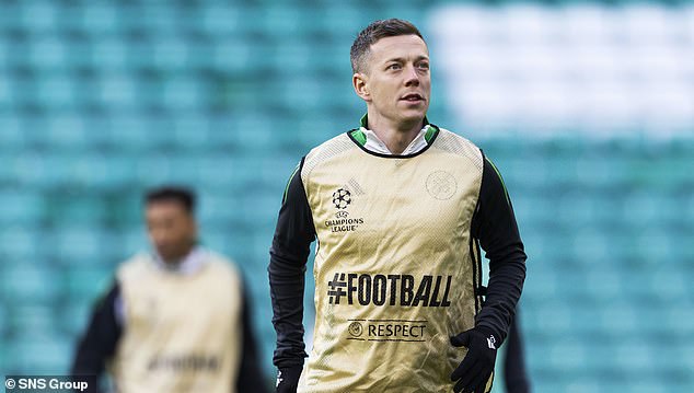 Celtic captain Callum McGregor trains with his teammates ahead of the trip to Zagreb