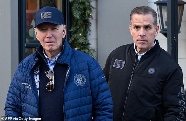 President Joe Biden (left) and Hunter Biden (right) go shopping together in Nantucket during Thanksgiving. The president pardoned his son the day after the trip