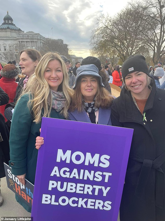 Littlejohn, left, was particularly concerned that, at age 13, her daughter started casually talking about having her breasts removed and taking puberty blockers, the way most people would talk about having their nose pierced or getting a tattoo.