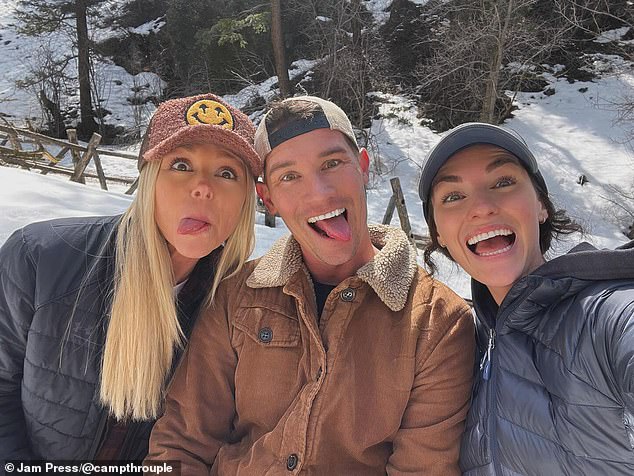 The duo welcomed Megan, 37, (left) after they matched on dating app 3Fun and officially became a threesome