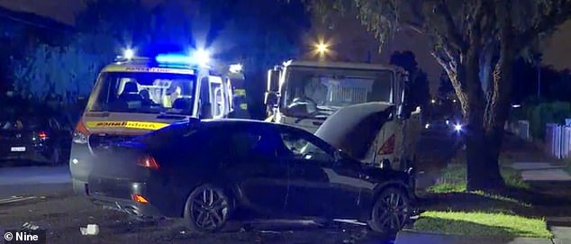 Rachel Liu lost control of her sedan and crashed into a median sign (scene shown)