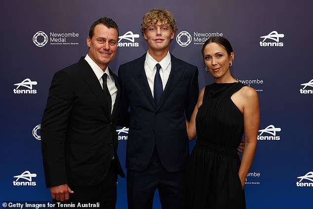 The trio arrived at the 2024 Newcombe Medal Ceremony at Crown Palladium in Melbourne, where the teenager will be considered for Tennis Australia's male junior athlete of the year.