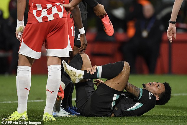 Luis Diaz was brought down by former Manchester United midfielder Donny van De Beek