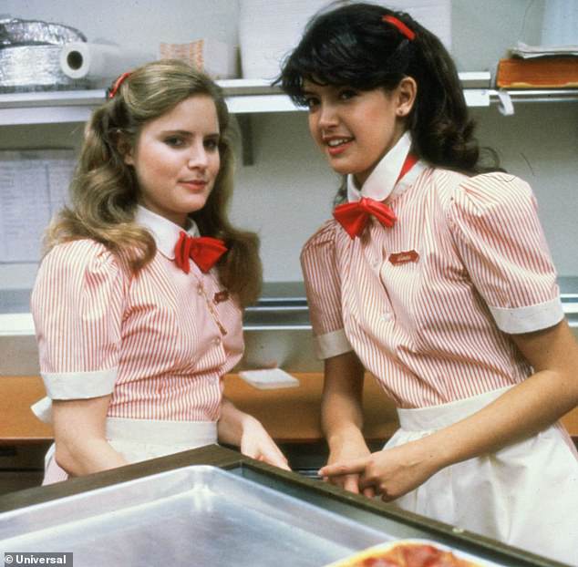 Leigh with Phoebe Cates in Fast Times At Ridgemont High in 1982