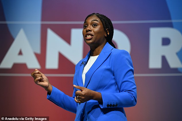 The statement came after Kemi Badenoch, pictured, leader of the Conservative Party (then a Tory leadership candidate), suggested Rowling should be given a title of nobility in recognition of her outspoken stance on gender issues.