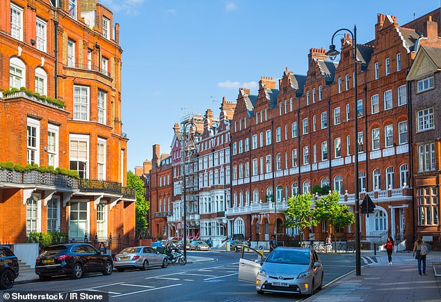 Slump: Houses in Kensington and Chelsea (pictured) fell in value by 8.6% in 2024 - or £117,810 to £1,246,520