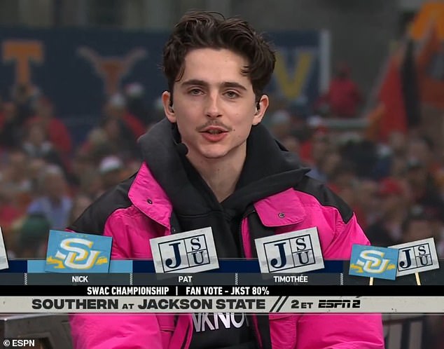 Timothée even appeared on ESPN's College GameDay, where he impressed hosts Kirk Herbstreit, Rece Davis, Pat McAfee and Desmond Howard with his expertise on the sport.