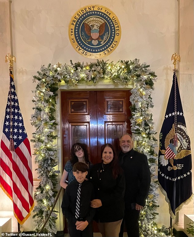 Valdes of Florida State poses with her family outside the White House in a December 2023 post where she thanked President Biden for the 