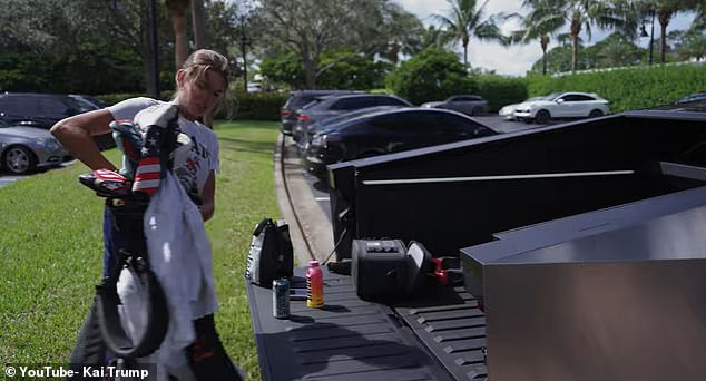 Donald Trump's granddaughter was seen grabbing her clubs from her Cybertruck