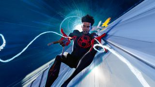 Miles Morales fires his web shooters in Spider-Man: Across the Spider-Verse