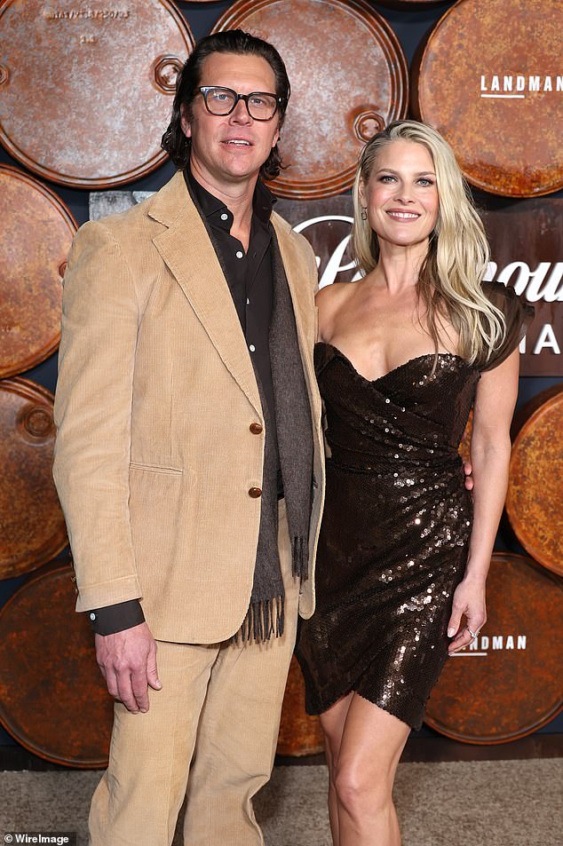 Ali looked sensational in a plunging brown sequin mini dress that showed off her toned legs and sculpted arms with her husband Hayes Arthur in November