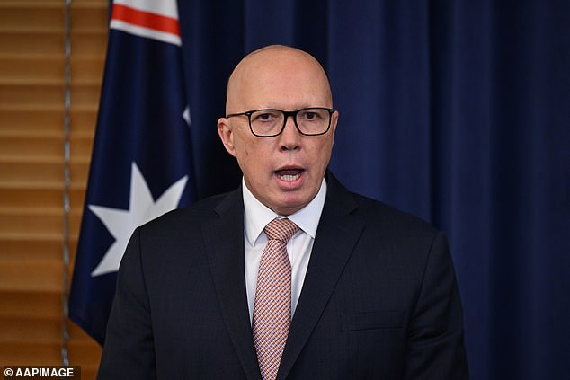 Opposition Leader Peter Dutton said he would stand alone in front of the Australian flag when addressing the country if elected prime minister.