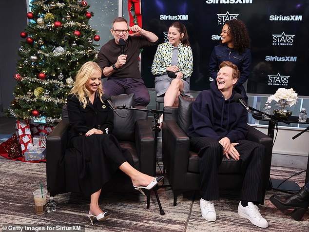 The mother of two was joined by her costars Christian Slater, Molly Brown, Patrick Gibson and Christina Milian to film for SiriusXM's Town Hall podcast