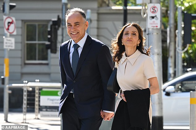 Mr. Pesutto (pictured with his wife Betty Pesutto) was not in federal court to hear the verdict against him