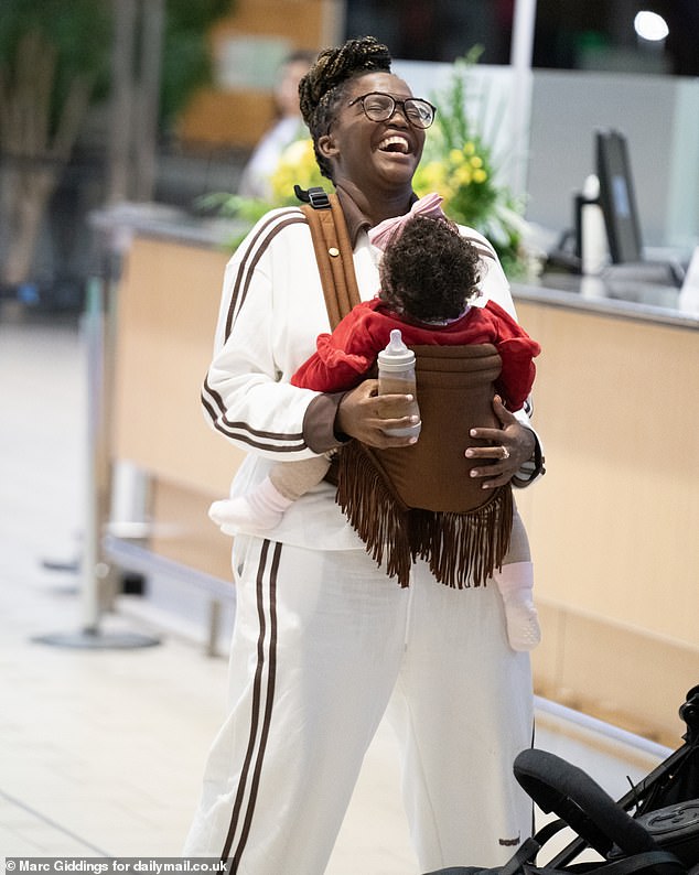 It comes after Oti looked happy to be reunited with her little one after her time in the Jungle, doting on her as she headed home to Britain on Tuesday