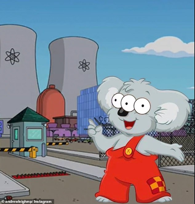 Assistant Minister for Competition, Charities and Finance Dr. Andrew Leigh shared a photoshopped image of Blinky Bill with three eyes in front of the Springfield nuclear power plant