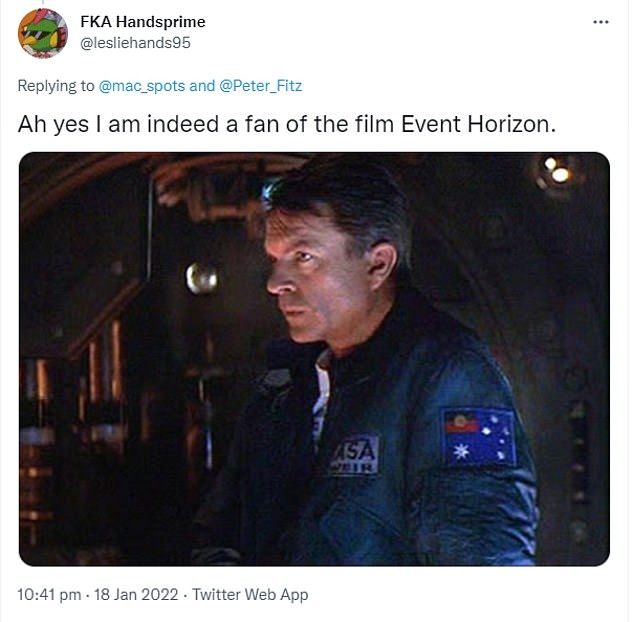 A sharp-eyed film fan pointed out that Sam Neill had worn the same design on his arm in the 1997 film Event Horizon