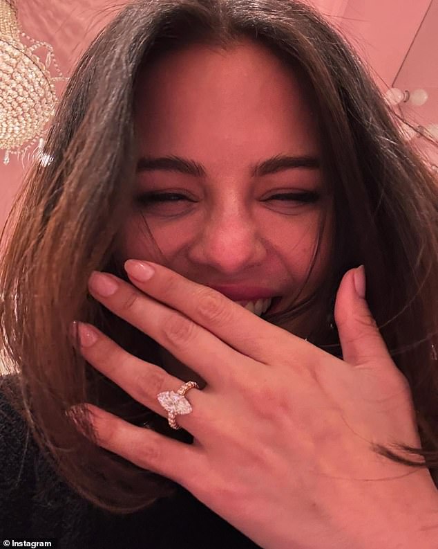 The 32-year-old singer revealed the news on Instagram, sharing the first photos of her enormous diamond engagement ring with her 422 million followers