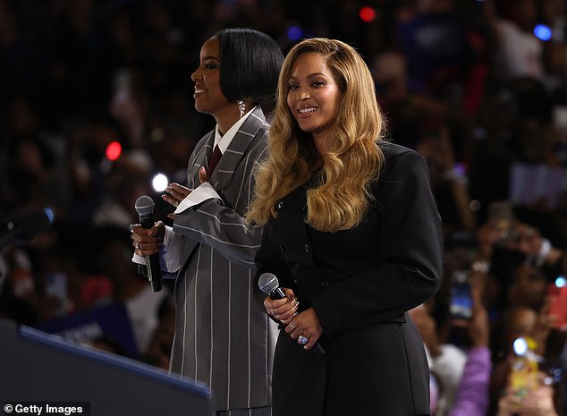 She wore the ring in October to a rally for Vice President Kamala Harris with her Destiny's Child colleague Kelly Rowland