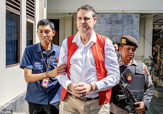 The father of two (pictured center) was caught with 3.19 grams of methamphetamine in a Colgate toothpaste container. He was sentenced to six months of rehabilitation at the Anargya Sober House in Indonesia