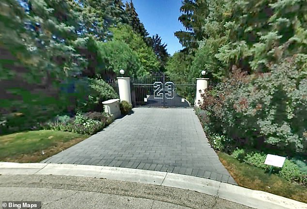 His old jersey number is on the front gate of Jordan's Highland Park, Illinois mansion