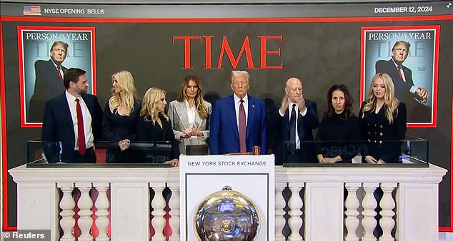 Donald Trump at the formal bell at the New York Stock Exchange