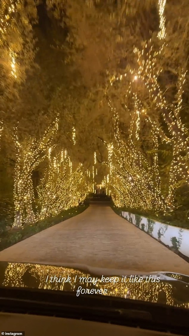 The former Home and Away star posted a short video to her Instagram Stories from her car as she drove around olive trees under the twinkling lights