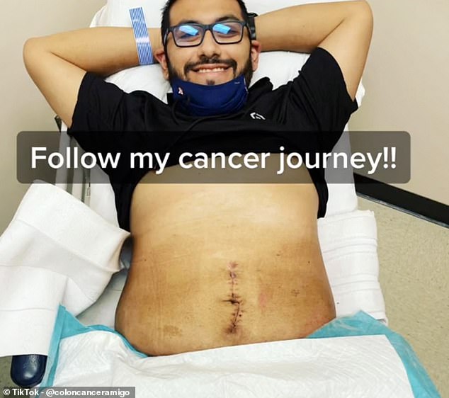 After his diagnosis in May 2022, he was rushed into surgery the next day and underwent a procedure to remove the right side of his colon.