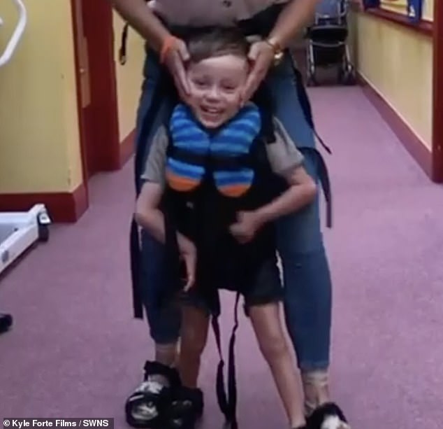 Frankie started having sessions on various physiotherapy machines at Gympanzees, a disability support organization based in Bristol