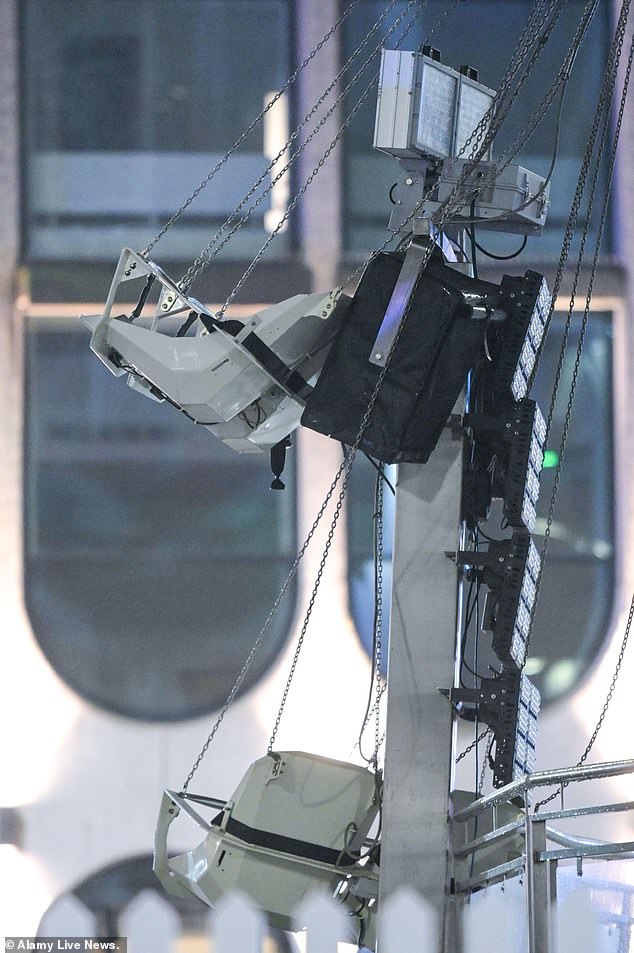 A photo of one of the broken seats that were lying around during the ride